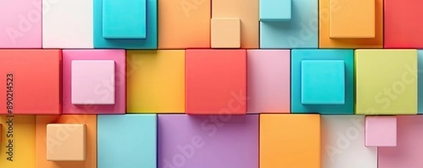 Fototapeta Bright color blocks arranged in an abstract pattern, forming a vibrant background