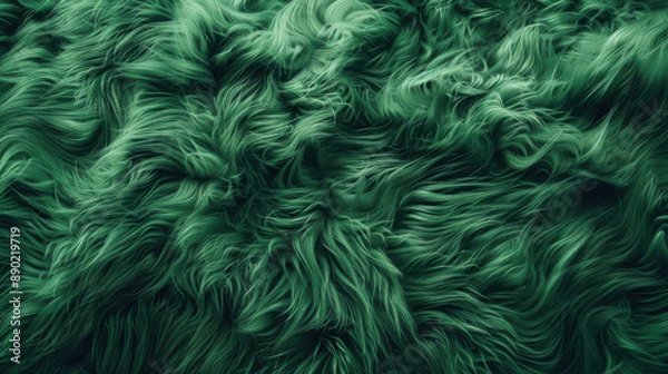 Fototapeta Smooth and luxurious green fur texture background, exuding elegance and sophistication