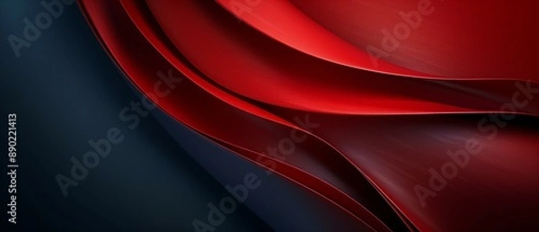 Fototapeta Red dark blue colored abstract background with smooth wavy folds, shapes curves lines patterns