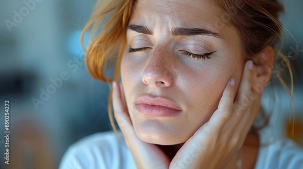 Obraz portrait of a woman with a sore throat