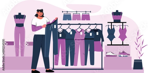 Obraz Clothes Shop Flat Character Design Illustration
