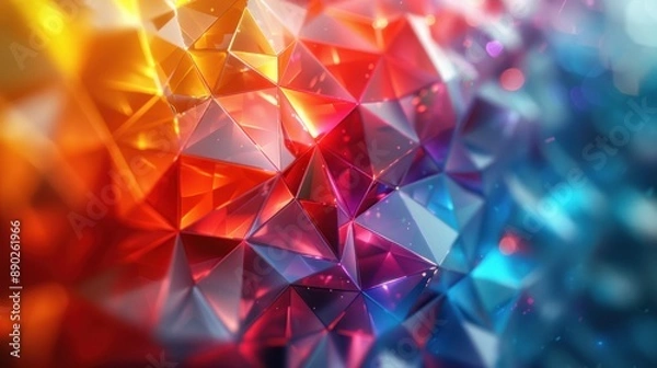 Fototapeta Abstract Polygonal Background with Vibrant Colors and Gleaming Lights