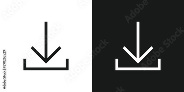 Fototapeta Upload black and white icons set vector.