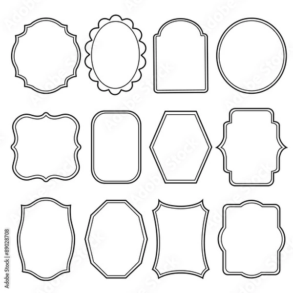 Obraz Blank frame and label mega set Vintage Retro Vector illustration