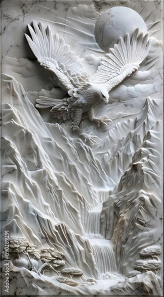 Fototapeta 3d eagle Wallpaper Background golden art for digital printing wallpaper, mural, custom design wallpaper. AI generated illustration
