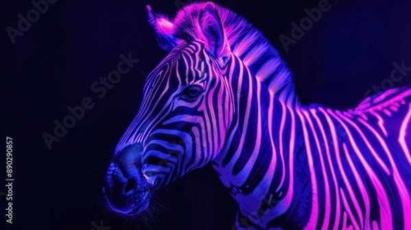 Fototapeta Neon Zebra Portrait