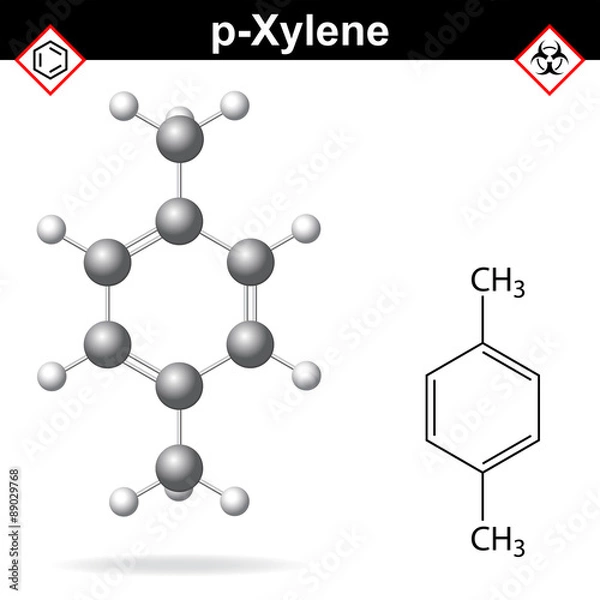 Fototapeta Xylene molecule, para-xylene isomer