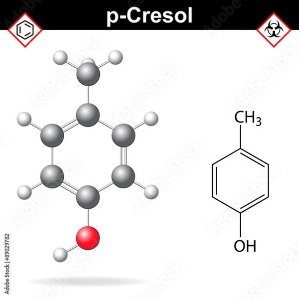 Fototapeta Cresol molecule, para-cresol isomer