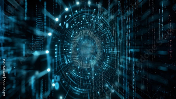 Fototapeta Ein Symbol für Datensicherheit in der Mitte des Bildes, Konzept WEB 3.0