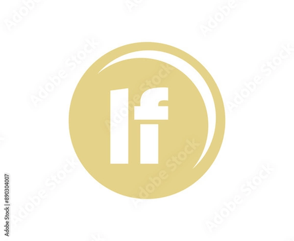 Obraz LF sport emblem or team logotype. Ball logo with a combination of Initial letter L and F for balls shop, sports company, training, club badge.