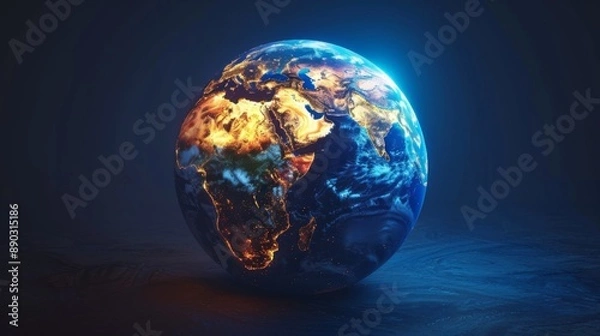 Fototapeta Earth at Night with Illuminated Cities