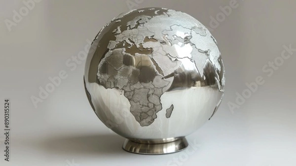 Fototapeta Metallic World Globe Sculpture