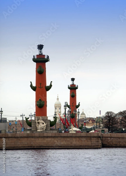 Obraz Russia. Petersburg. An arrow of Vasilevsky island and Rostral columns