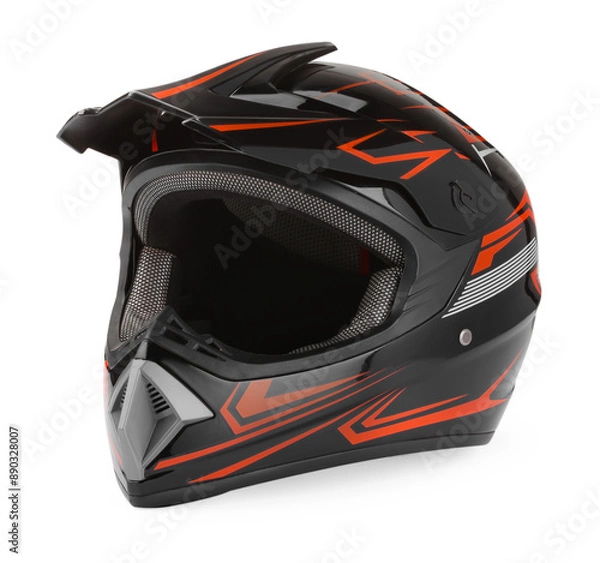 Fototapeta New modern motorcycle helmet isolated on white