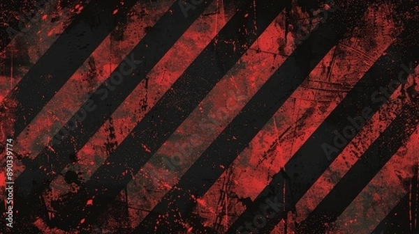Fototapeta Dark Grunge Background With Red Distressed Stripes for Edgy Designs
