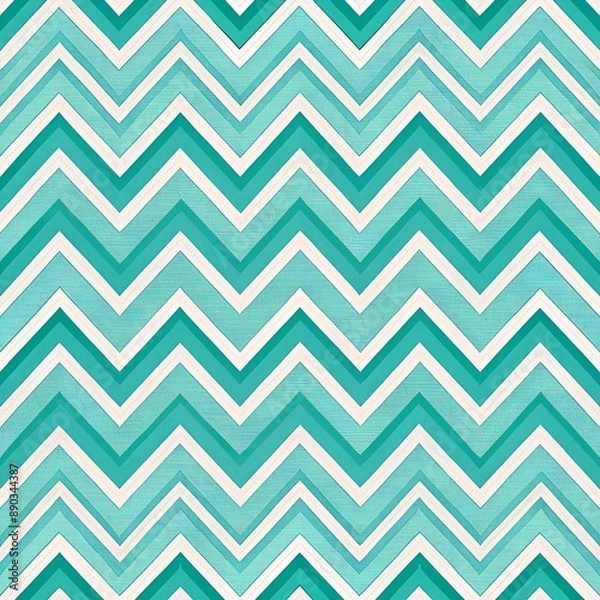 Fototapeta Teal and White Chevron Zigzag Pattern