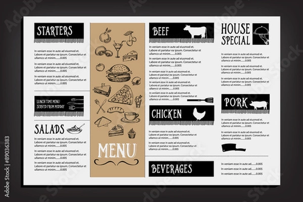 Obraz Restaurant cafe menu, template design. Food flyer.