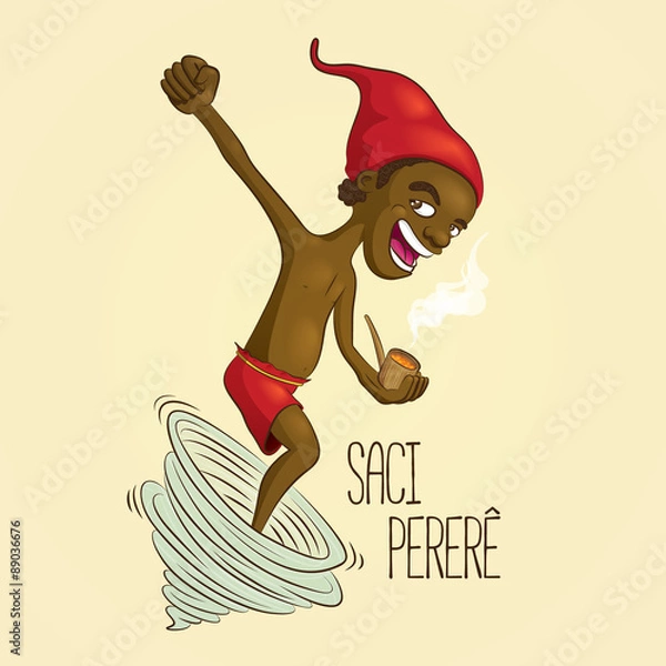 Fototapeta Saci Pererê, one-legged rowdy boy - legend of the brazilian folklore