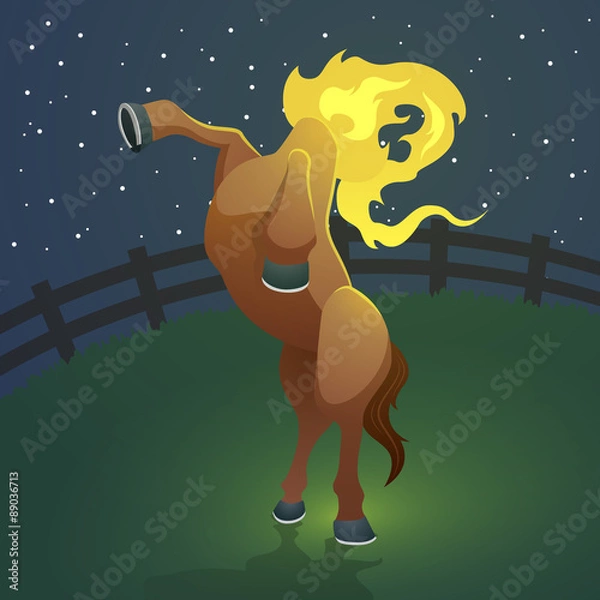 Fototapeta  Mula sem cabeça (Headless Mule), a cursed woman - legend of the brazilian folklore - legend of the brazilian folklore