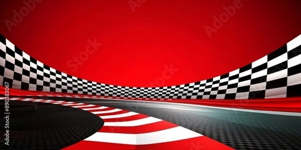 Fototapeta A checkered race track with a flag on it