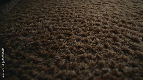 Fototapeta  Close-up of soft, plush carpet texture in brown tones. Ideal for home decor, interior design, and textile projects.