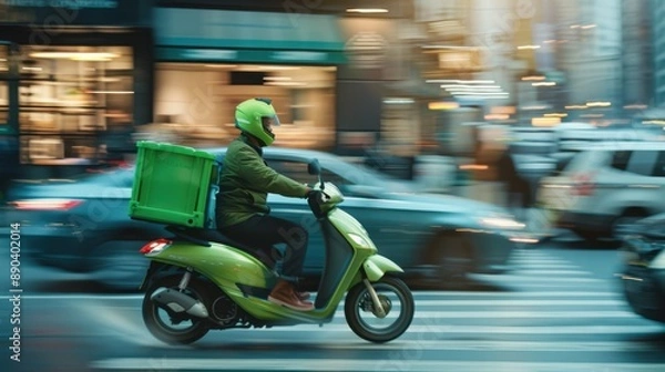 Fototapeta The fast urban delivery