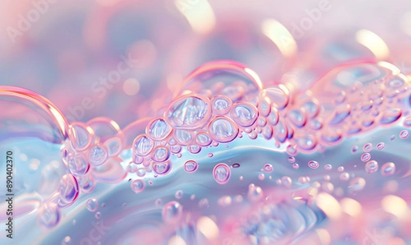 Obraz oil bubbles floating against a light background. The bubbles are semi-transparent with a reflective quality