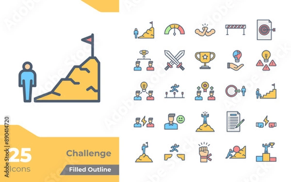 Fototapeta Challenge Filled Color Icons
