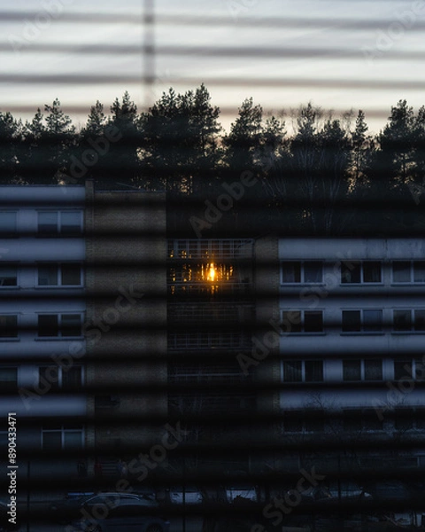 Fototapeta Sunset Light through Window Blinds