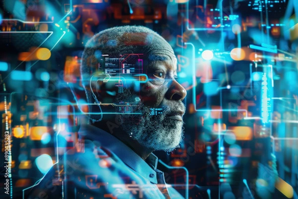 Fototapeta Futuristic Business Vision at Night 