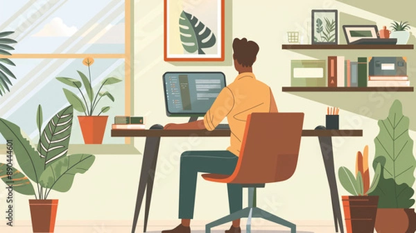 Fototapeta connected with your team when working from home