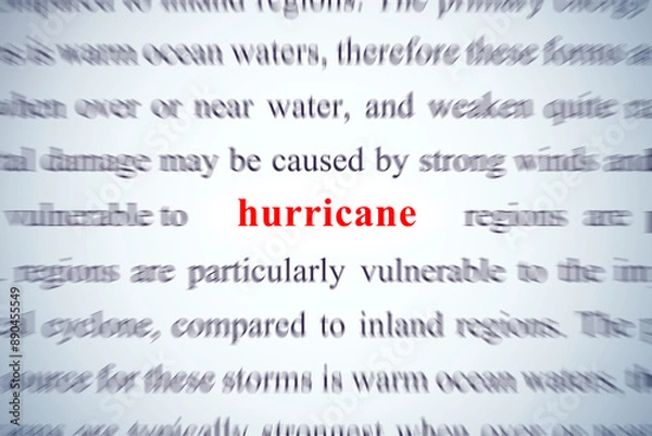 Obraz hurricane word, concept on focus