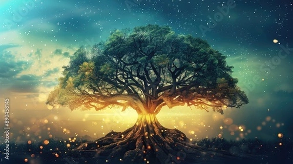 Fototapeta Symbolic Tree of Life illustration, representing life's growth and interconnectedness