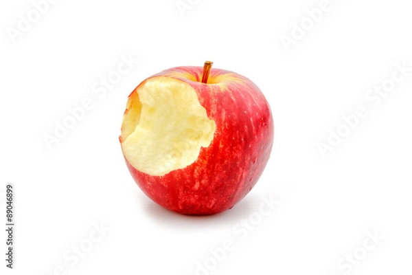 Obraz bitten red apple on a white background