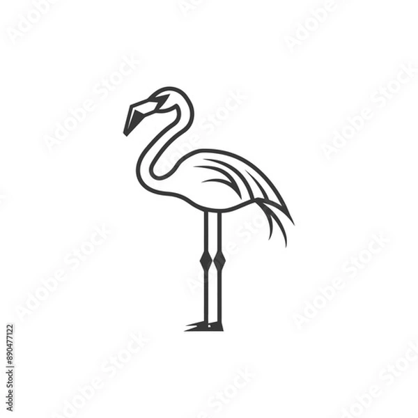 Fototapeta minimalist flamingo line art icon logo symbol
