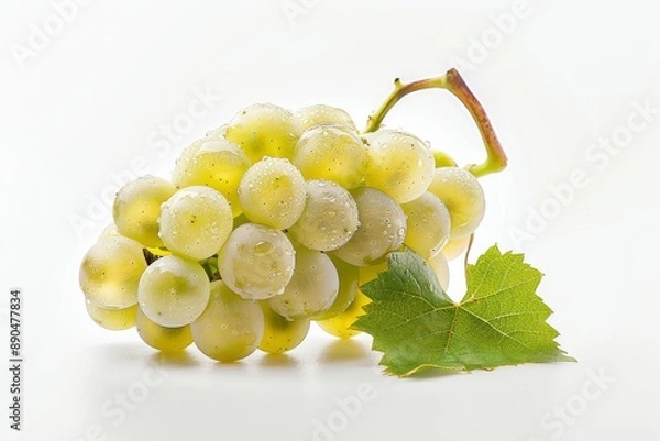 Fototapeta Mystic photo of Sauvignon Blanc Grape on the vine, isolated on white background