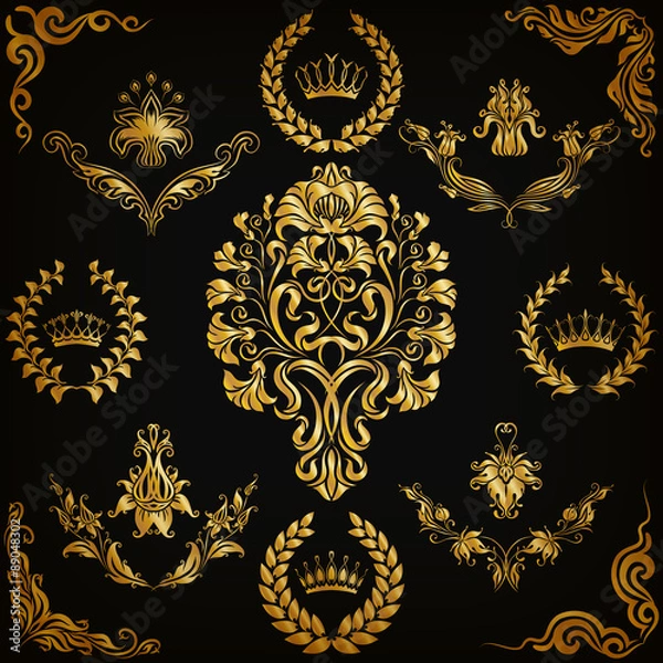 Obraz Set of vector damask ornaments.