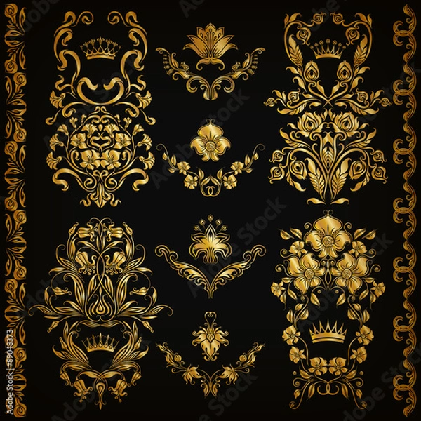 Fototapeta Set of vector damask ornaments.