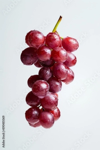 Fototapeta Red Globe Grape levitating on a white background