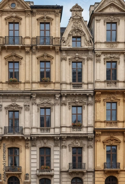 Fototapeta  A photomontage combining architectural elements from different historical periods. 