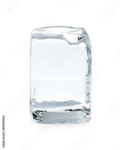 Fototapeta One block of clear ice isolated on white