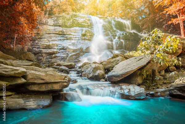 Fototapeta A big beautiful waterfall