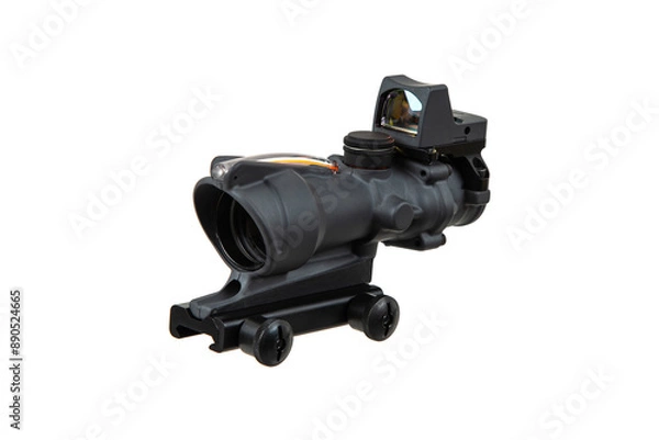 Fototapeta Modern optical collimator sight. Aiming device for shooting at short distances. Isolate on a white back.