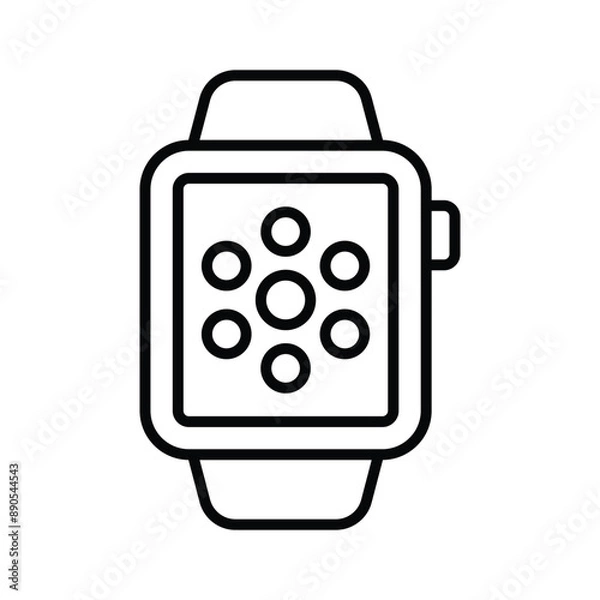 Fototapeta A wristwatch with digital features, smartwatch icon, wearable technology for health tracking, notifications and app