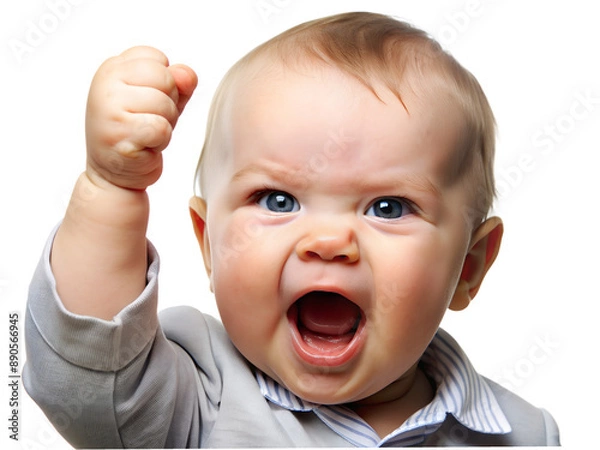 Obraz A baby's arms raised in joy of success in png transparent background