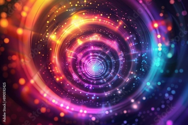 Fototapeta Abstract glowing color Fibonacci spiral background