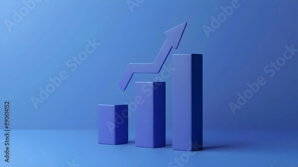 Fototapeta business graph showing growth arrow chart progress sales revenue data, 3d diagram finance