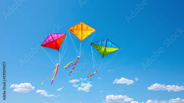Obraz colorful kites flying in a clear blue sky