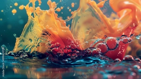 Fototapeta Concept of dynamic composition and liquid color element