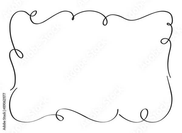 Fototapeta Doodle Horizontal Frame, Hand Drawn Border
